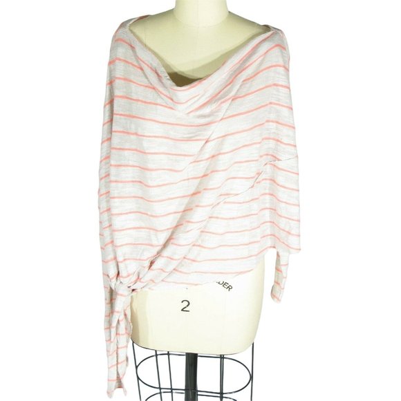 Free People Tops - 4/$25 WE THE FREE PEOPLE M Love Lane Side Tie Light Grey Coral Combo NWT